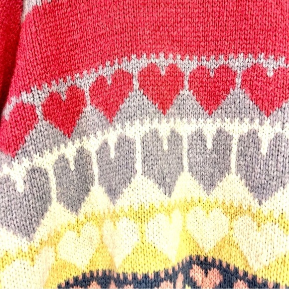 LOVESHACKFANCY Shirelle Puff Sleeve Heart Sweater Wool alpaca Romantic women L - Picture 10 of 13